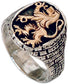14k Gold 'Lion of Judah' Set in a small 'Jerusalem' Sterling Silver Ring - Biblicaljewels
