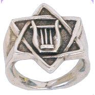 Sterling Silver Star of David with Harp ring made in Jerusalem - Biblicaljewels