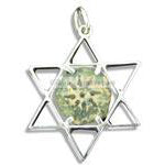 Genuine Jewish 'Widow's Mite' embedded in 'Star of David' silver pendant