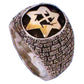 14K gold Star of David with Cross set in sterling silver Ring